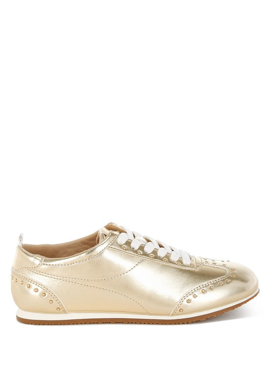 Yorika Studded Metallic Pleather Sneakers