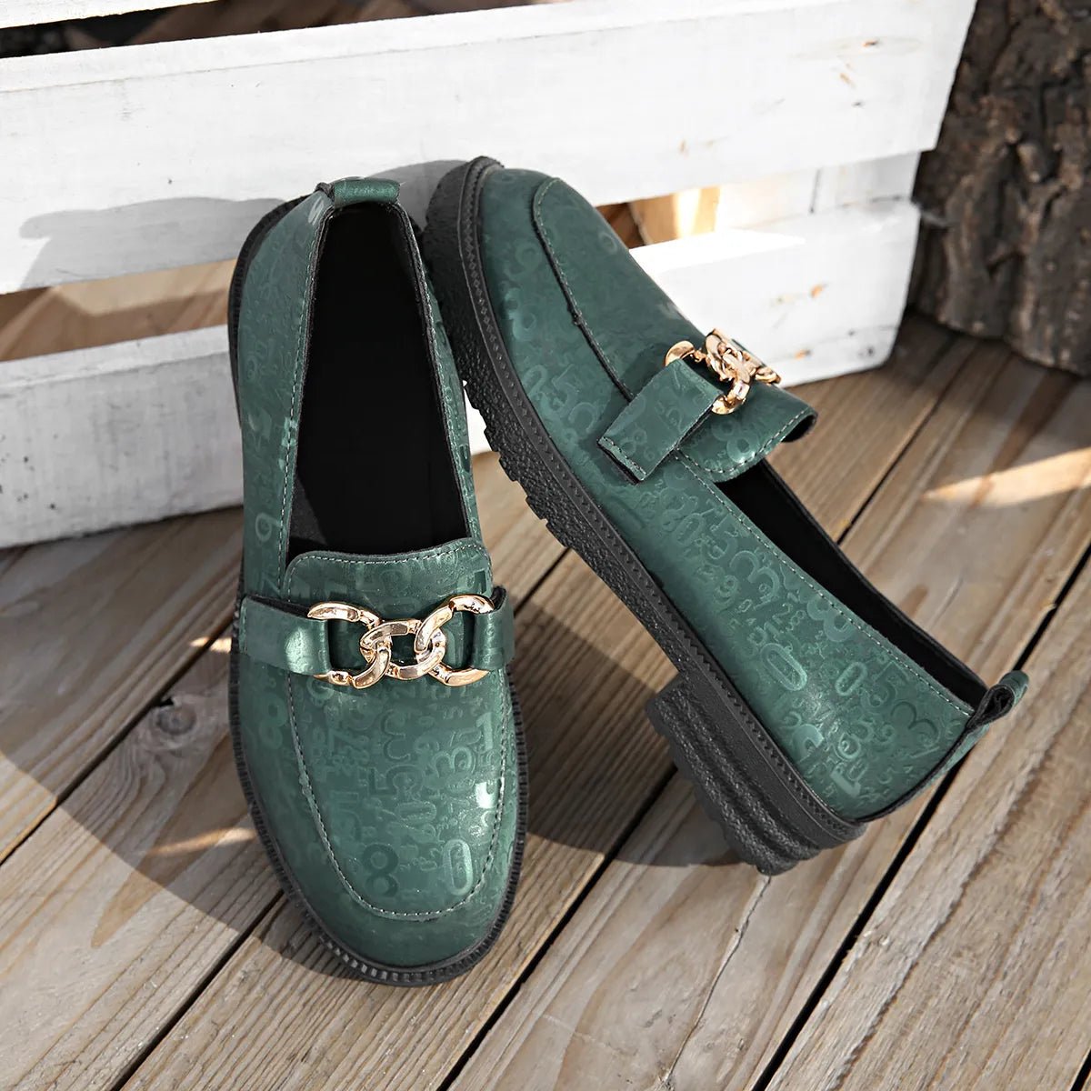 Round Toe Block Heels Loafers - Loving It Shop