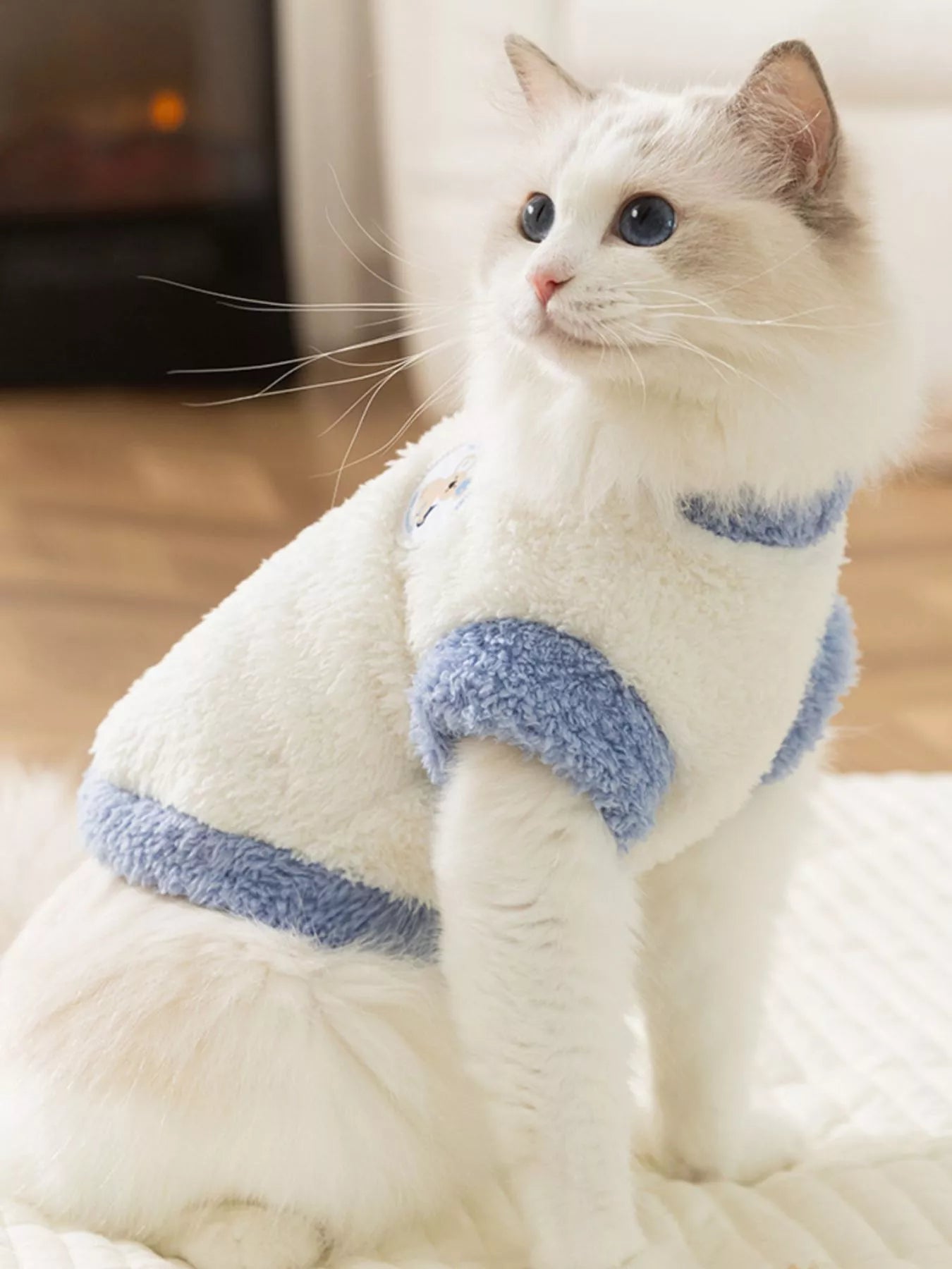 Cozy Plush Pet Sweater with Cute Patch - Loving It Shop