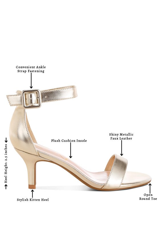 Yuti Glossy Kitten Heel Sandals