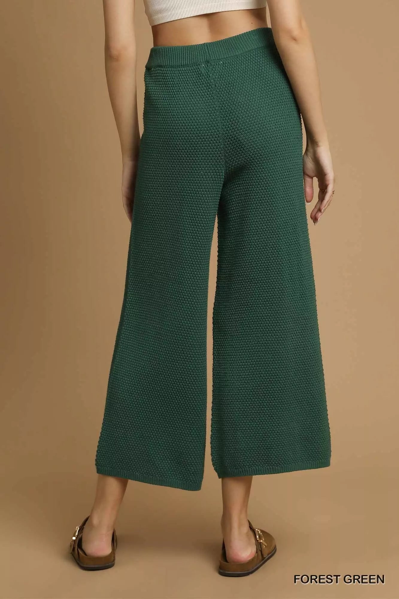 Textured Knit Wide Leg Pants