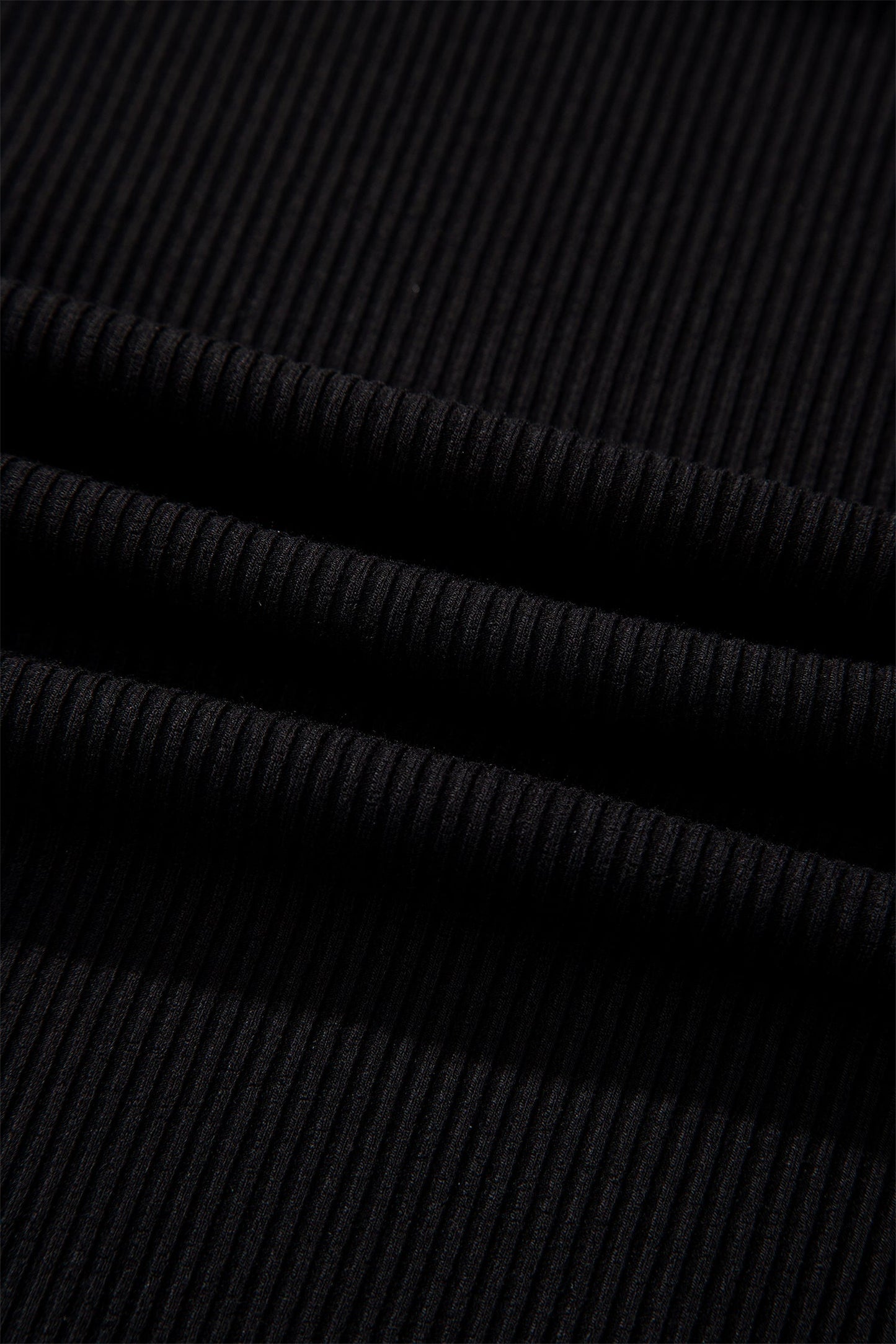 Black Ribbed Long Sleeve Crew Neck Solid Color Bodysuit