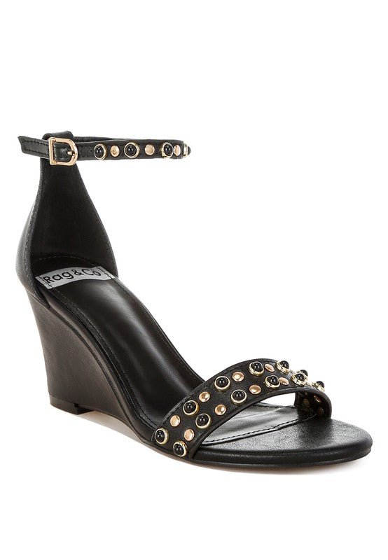 Nidara Studs Embellished Genuine Leather Sandals - Loving It Shop