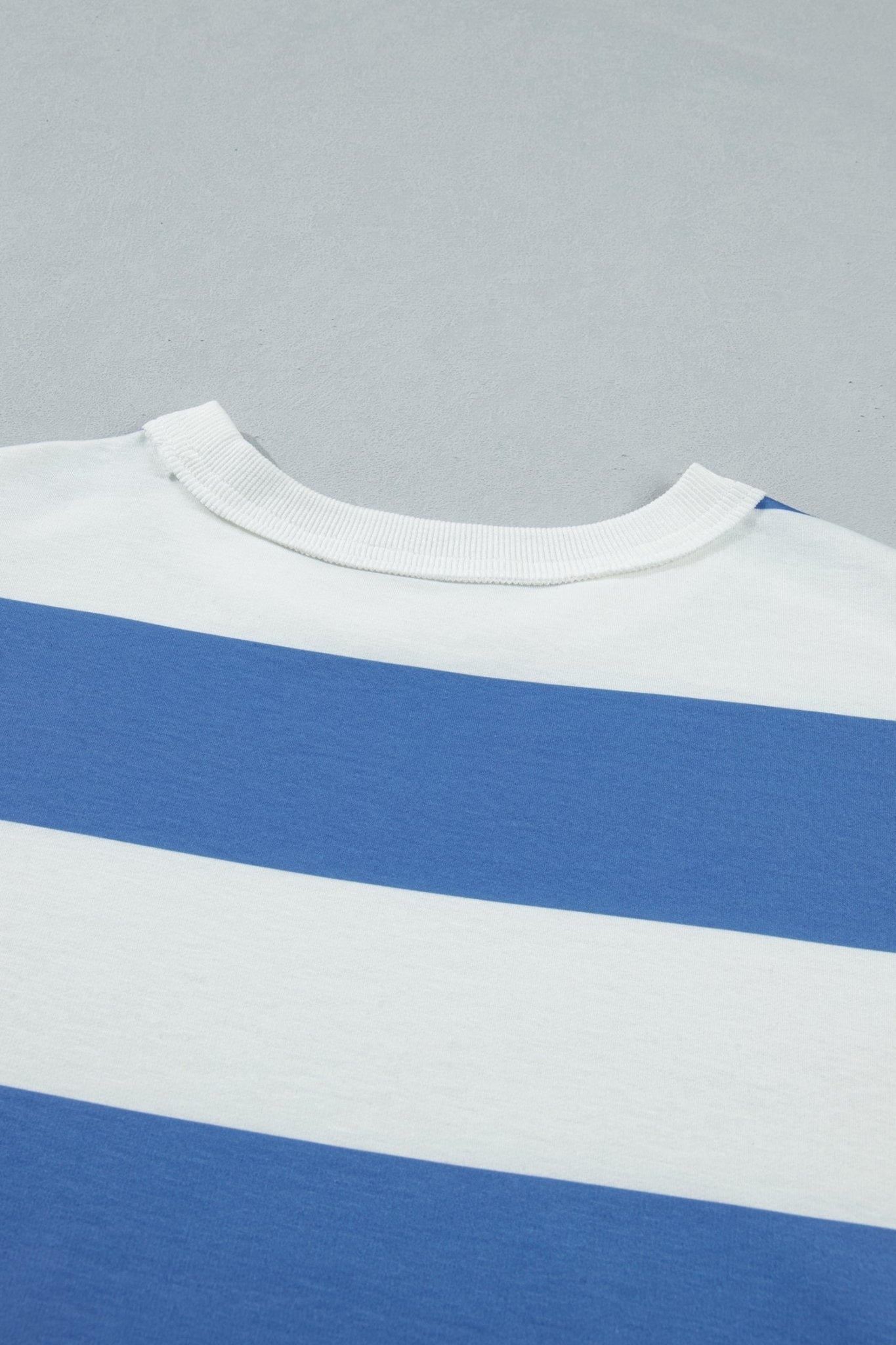 Blue Stripe Raw Seam Shoulder Detail Casual Tee Dress - Loving It Shop