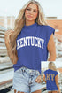 Sky Blue KENTUCKY Leopard KY Double Side Printed Mock Neck Tee - Loving It Shop