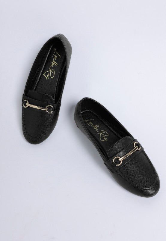 Oliot Horsebit Detail Flat Loafers