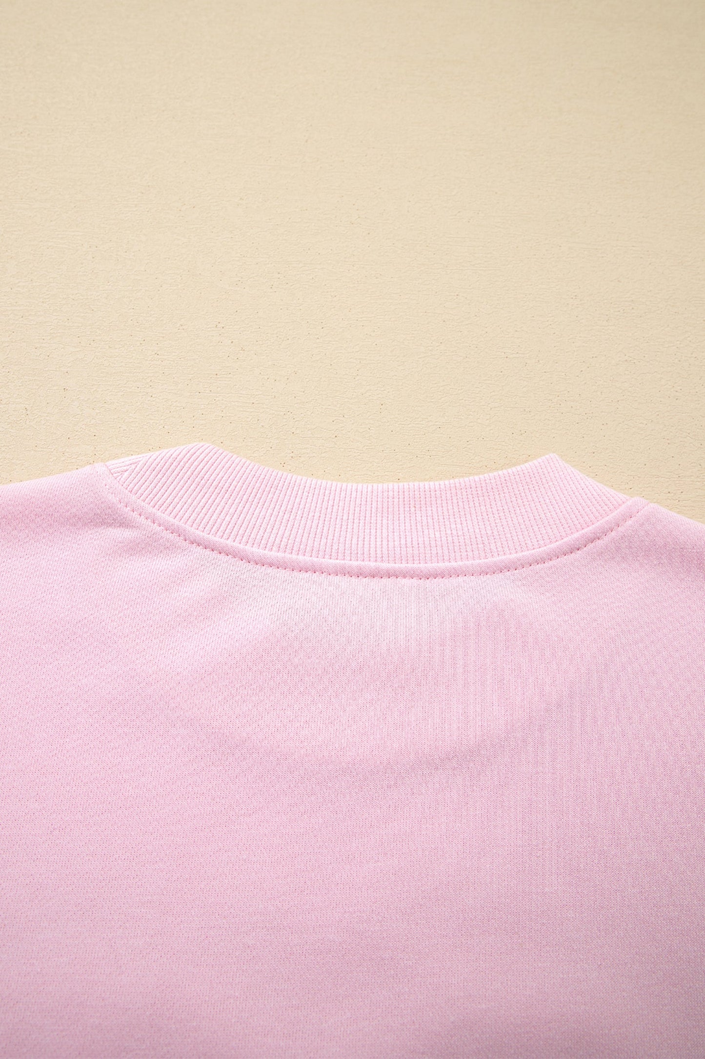 Light Pink Sweetheart Patchwork Mockneck Oversize Sweatshirt