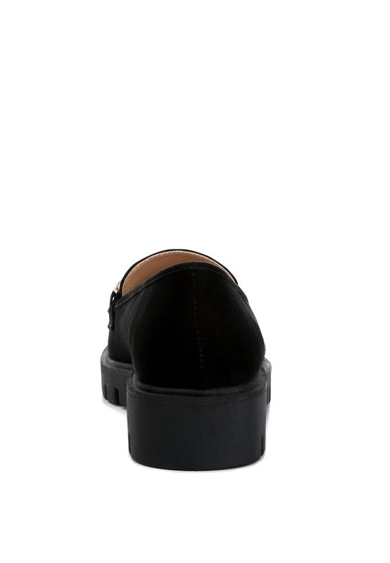 Jacop Micro Suede Metal Chain Link Loafers
