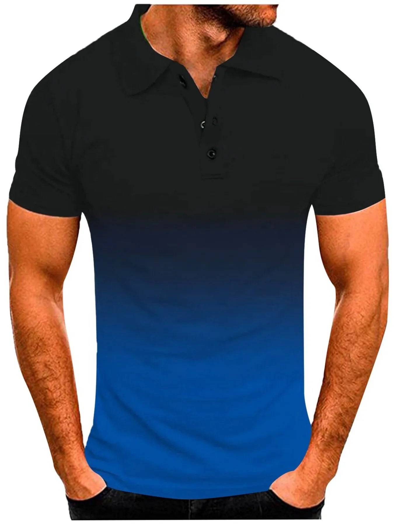 Men's Full Size Gradient Short Sleeve Polo Plus Size