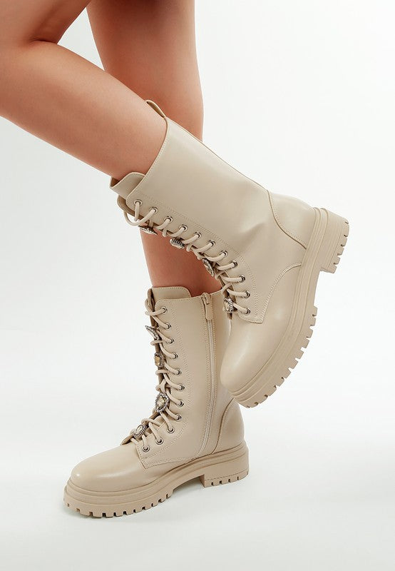 Nimba Rhinestone jewelled Chunky Boots