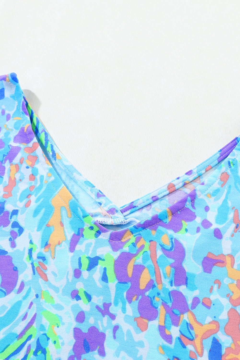 Sky Blue Loose Painted Floral Tee - Loving It Shop