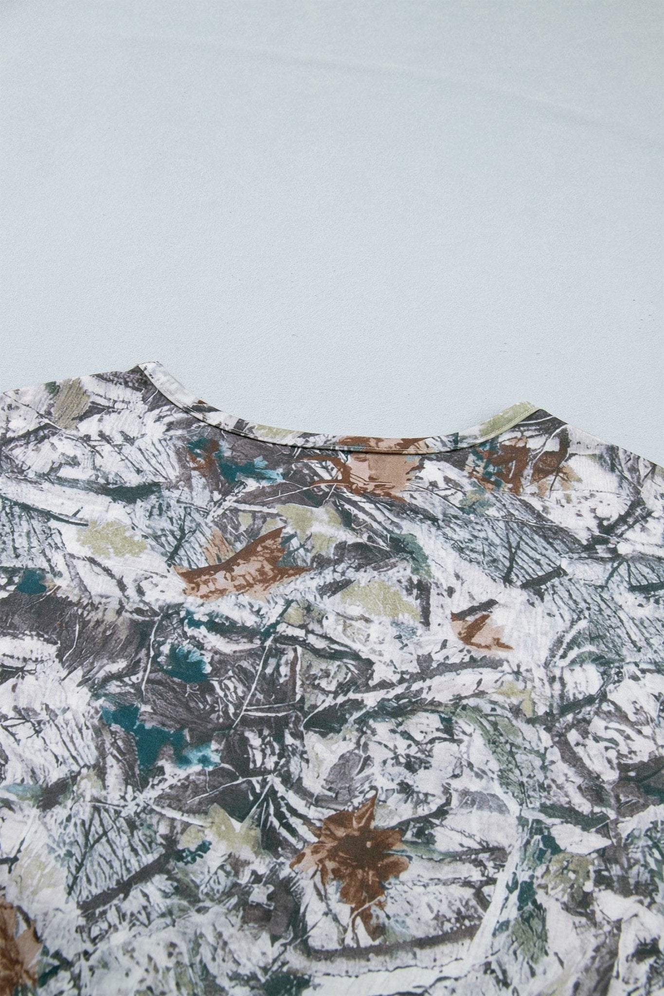 Gray Abstract Woodland Print Tunic Henley T Shirt - Loving It Shop