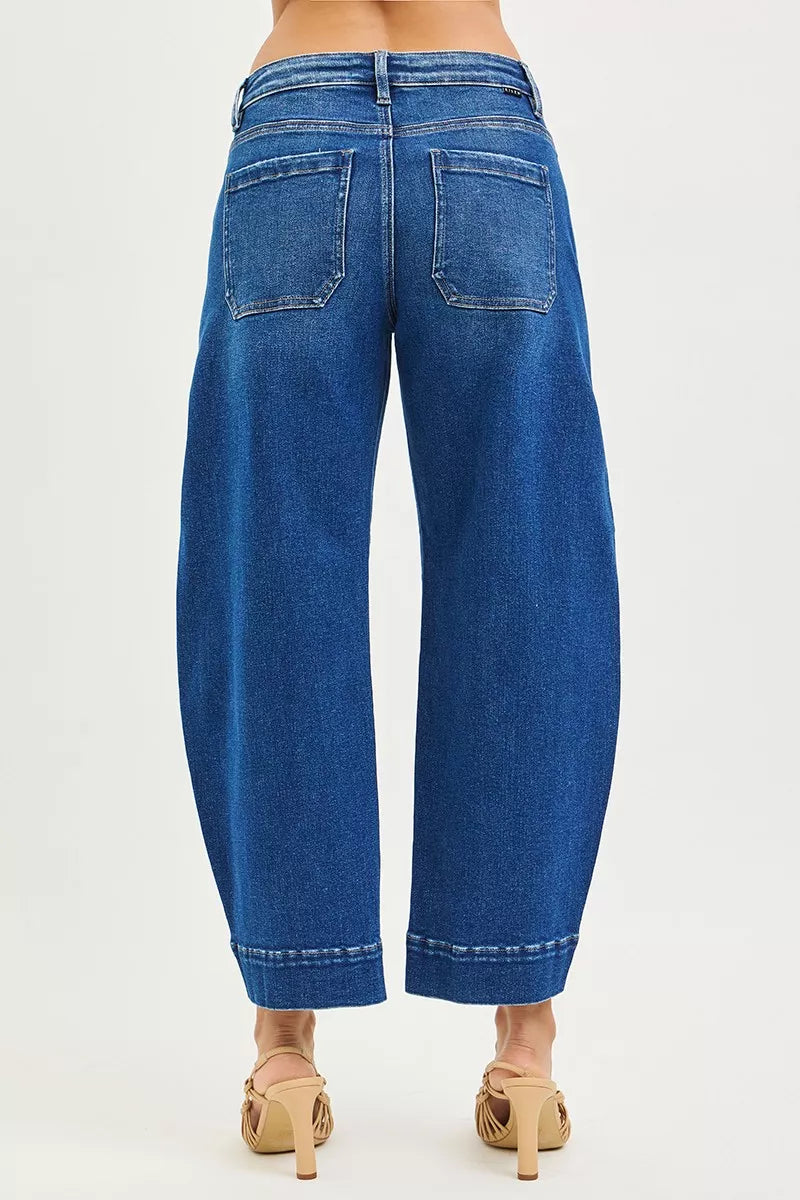 Mid Rise Crop Barrel Jeans