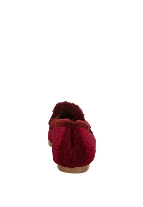Bastian Fur Detail Velvet Loafers - Loving It Shop