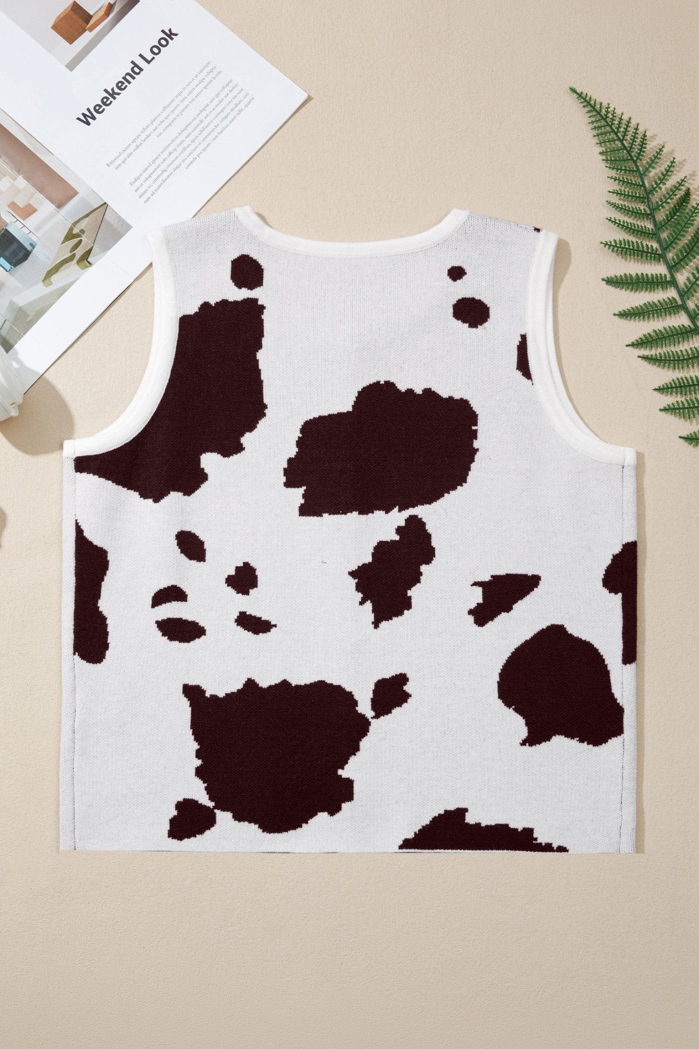 White Western Cow Spots Button Down Sweater Vest - Loving It Shop