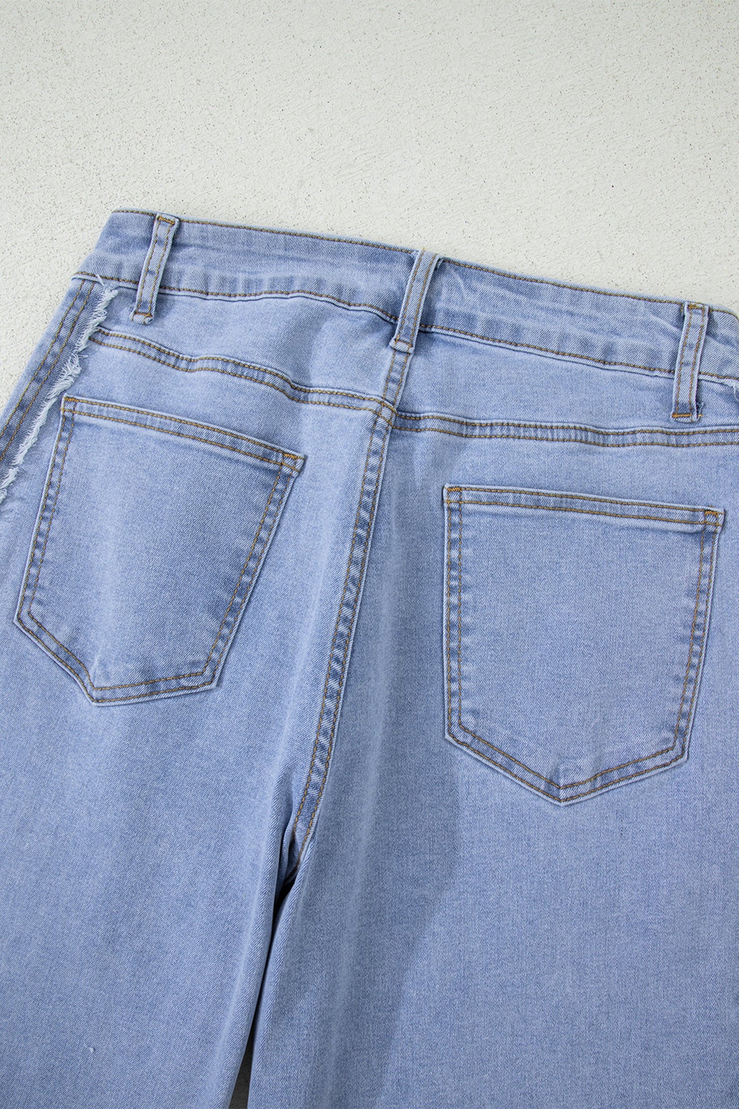 Beau Blue Contrast Stripe Frayed Side Panel Patchwork Shift Jeans