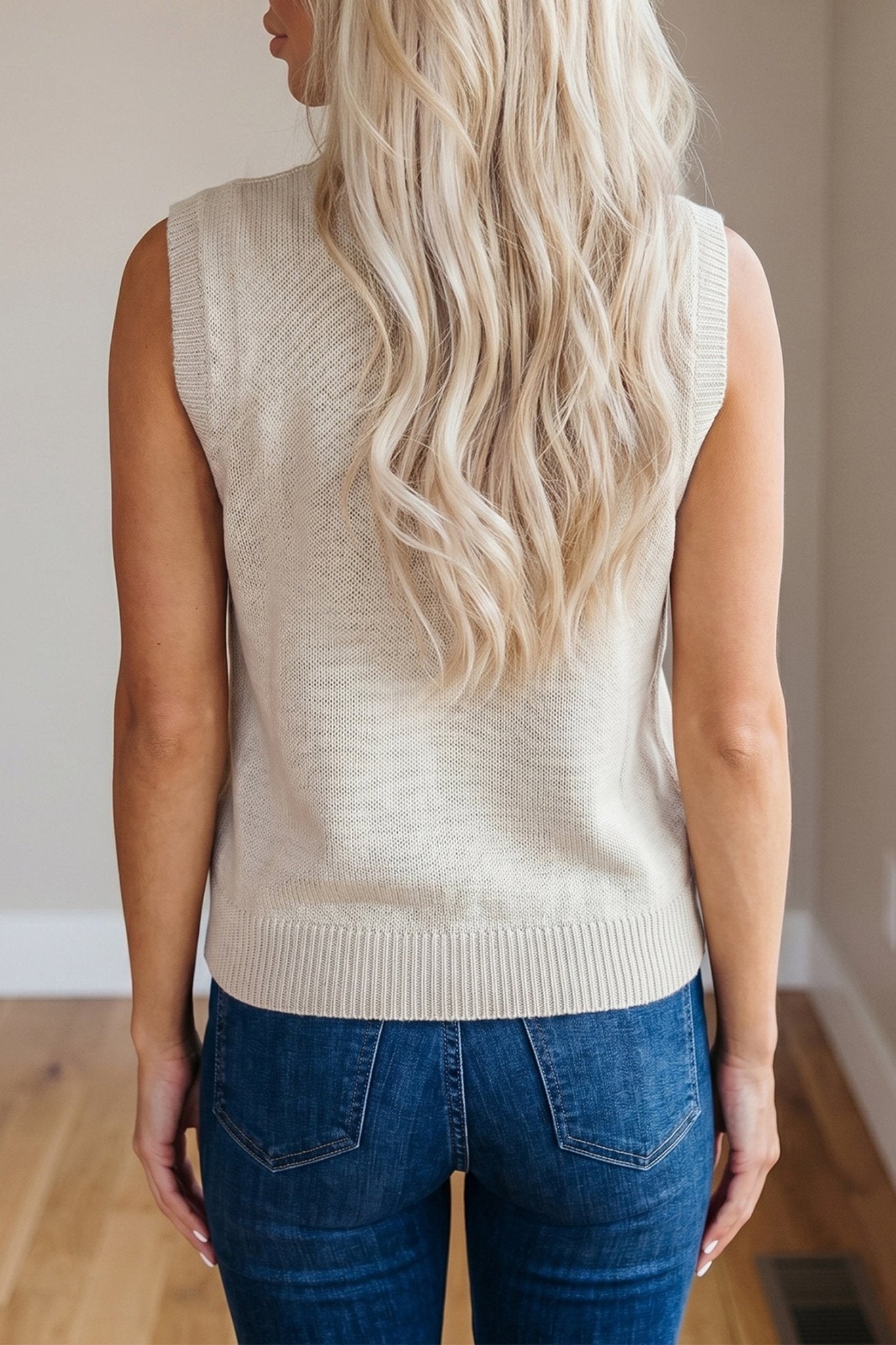 Parchment American Flag Sleeveless Sweater - Loving It Shop