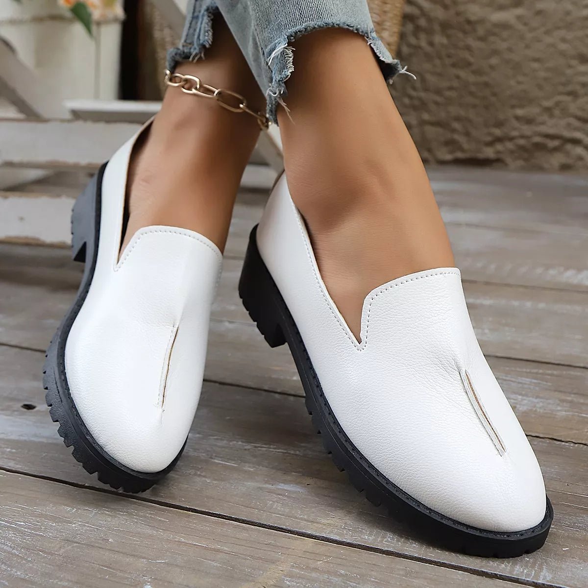 Round Toe Block Heels Loafers - Loving It Shop