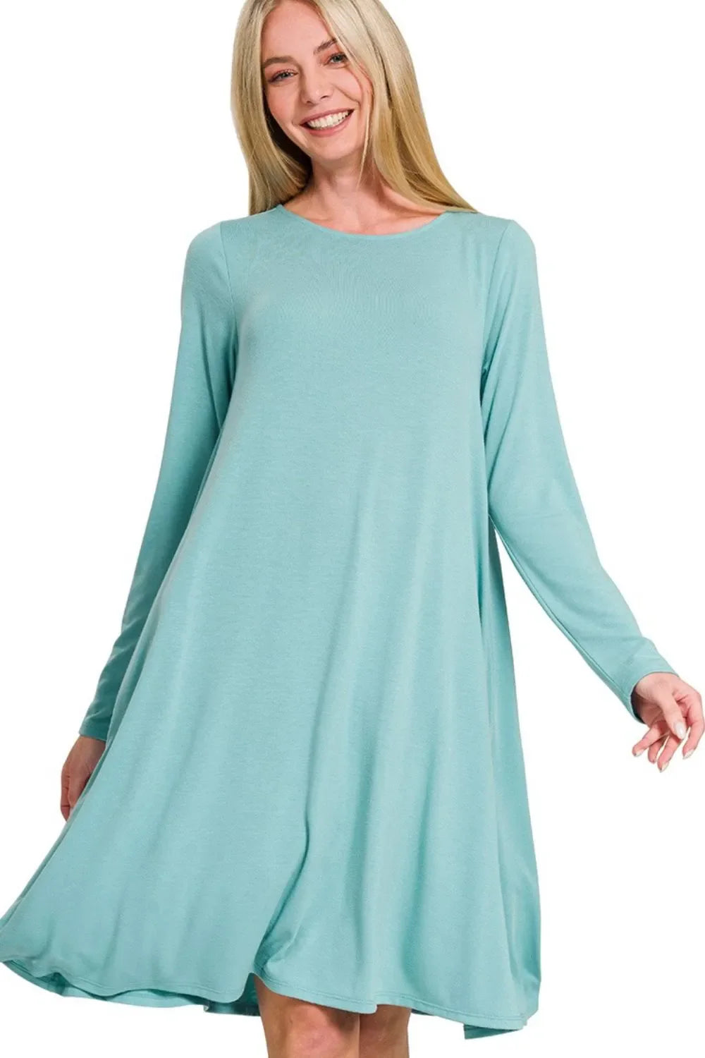 Long Sleeve Flare Dress With Pockets