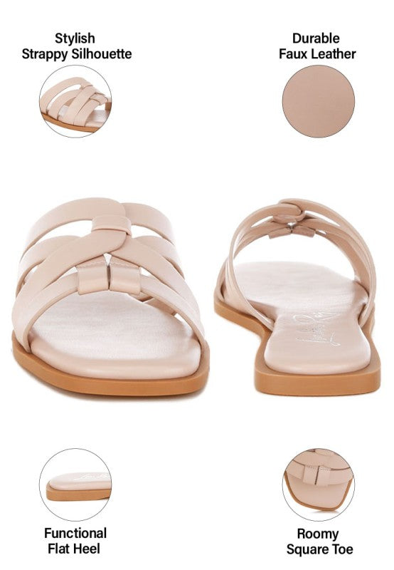 Sebal Strappy Faux Leather Slip Ons