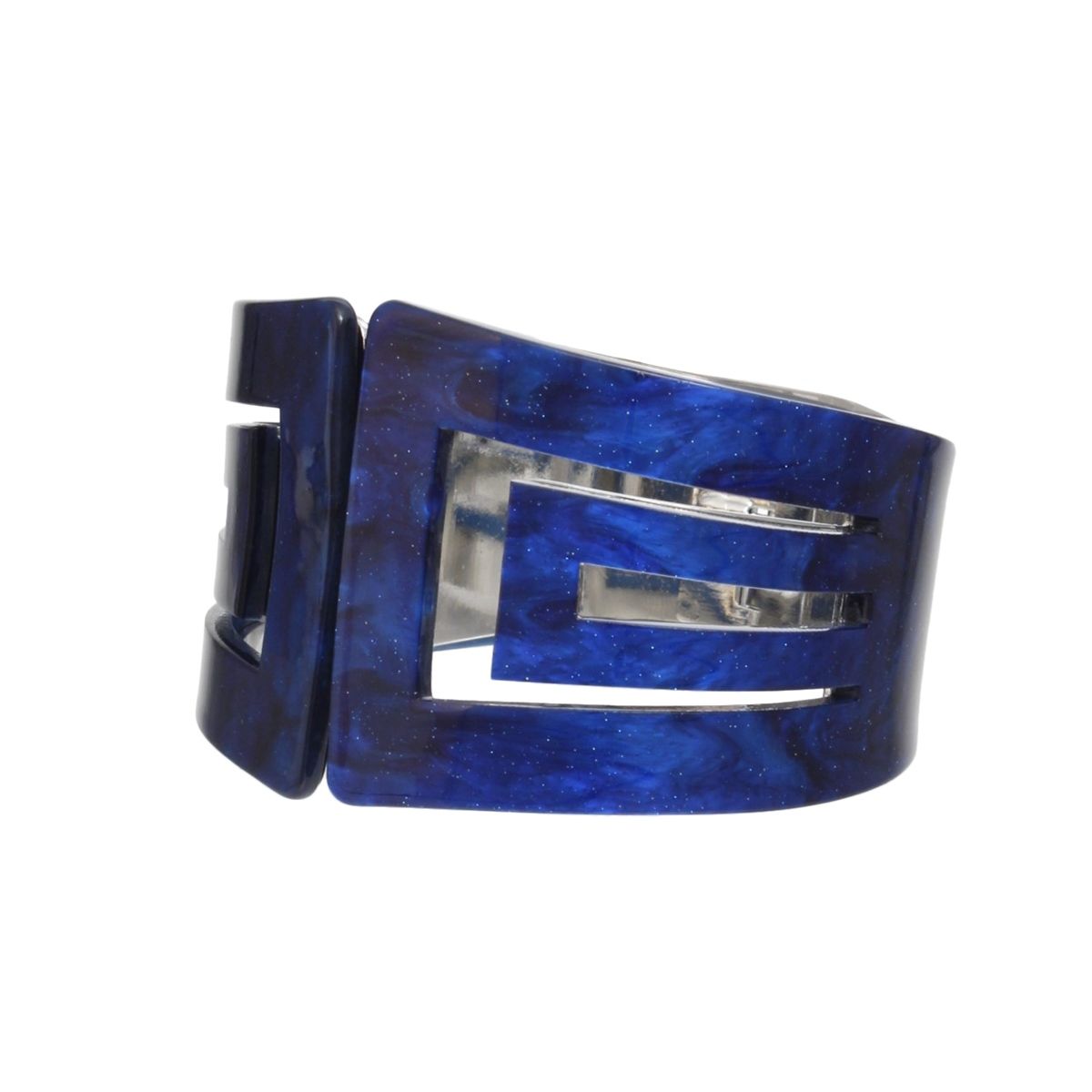 Cuff Bracelet Marbled Blue Art Deco Sorority Stylish Statement Jewelry