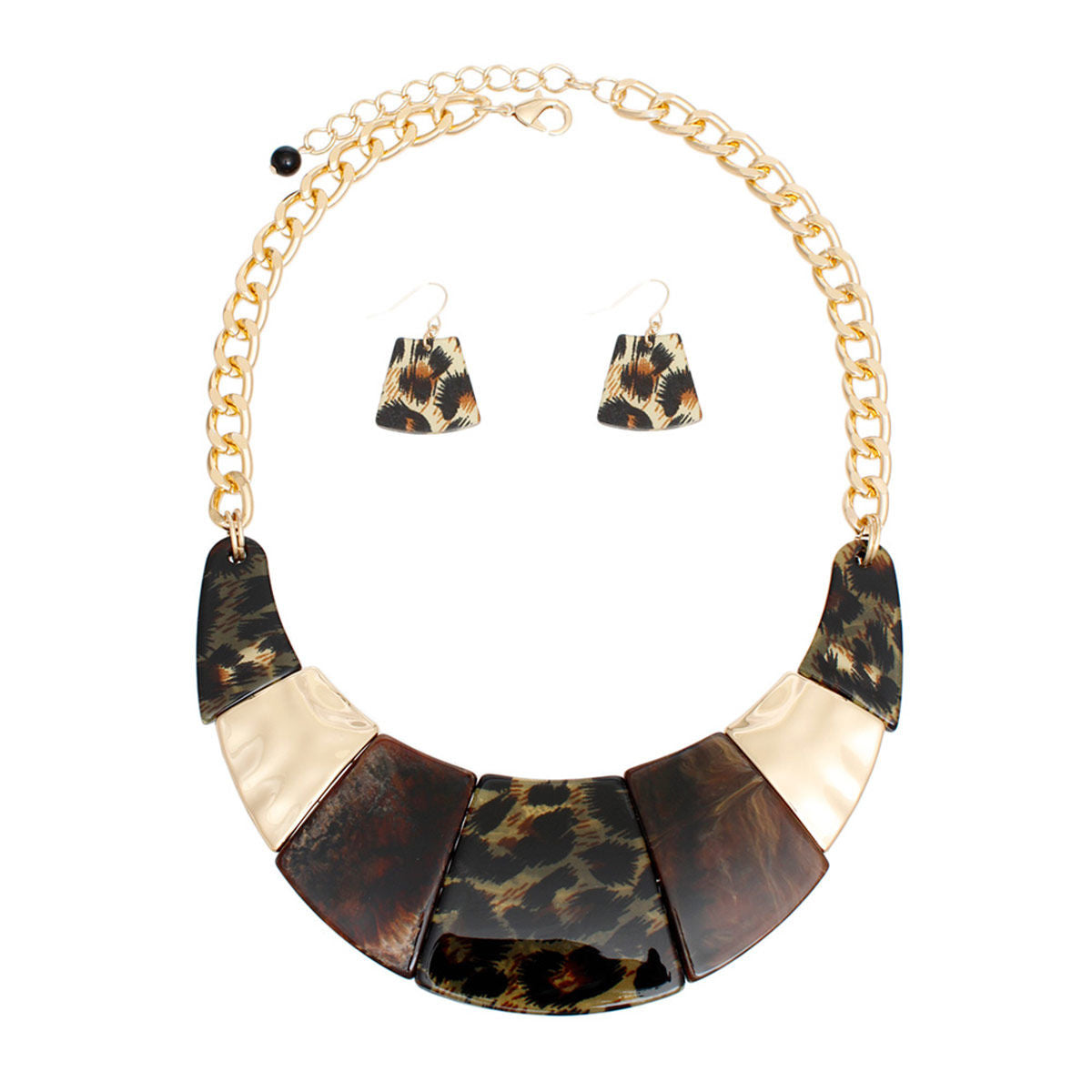 Statement Necklace Marbled Leopard Bib Chain for Women Stylish Chic Accessory