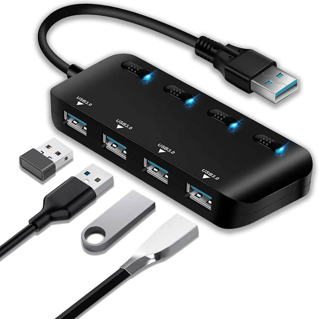 APANAGE 4-Port Powered USB 3.0 Hub Splitter