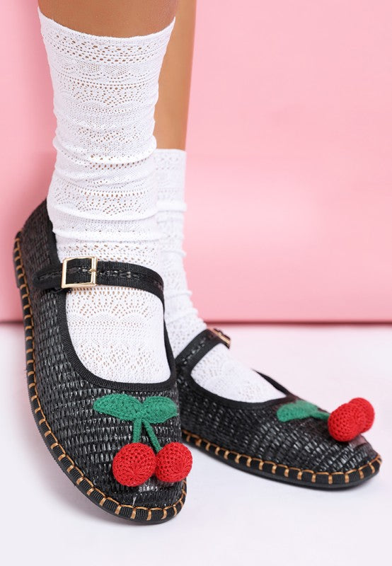 Brunch Date Cherry Accent Mary Jane Flats