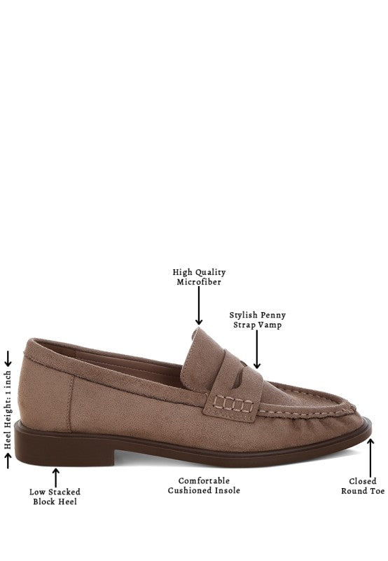 Fhalko Penny Strap Low Block Heel Loafers