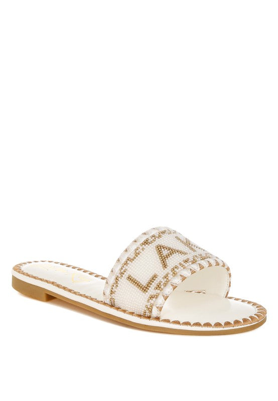 Hot Hub Beaded Lake Como Flat Slip Ons