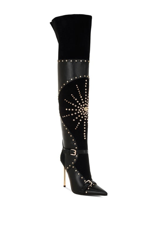 Medira Pointed Toe Embellished Stiletto Boots