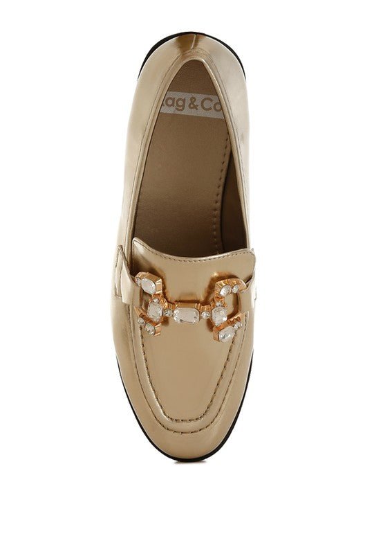 Dendron Diamante Horsebit Metallic Loafers - Loving It Shop