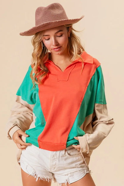 Colorblock Exposed Seam French Terry Sweatshirt
