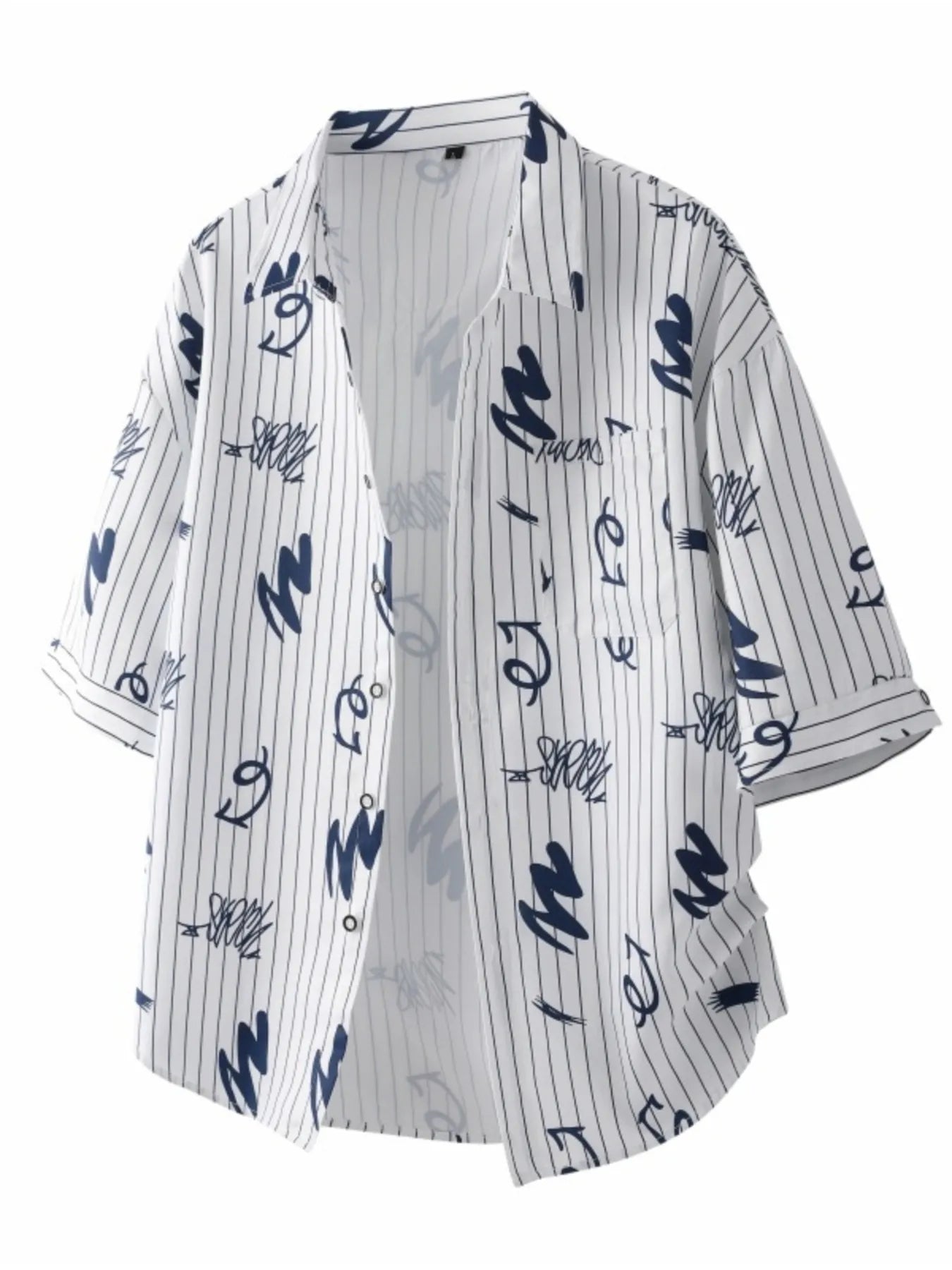 Men's Plus Size Striped Print Short Sleeve Casual Shirt