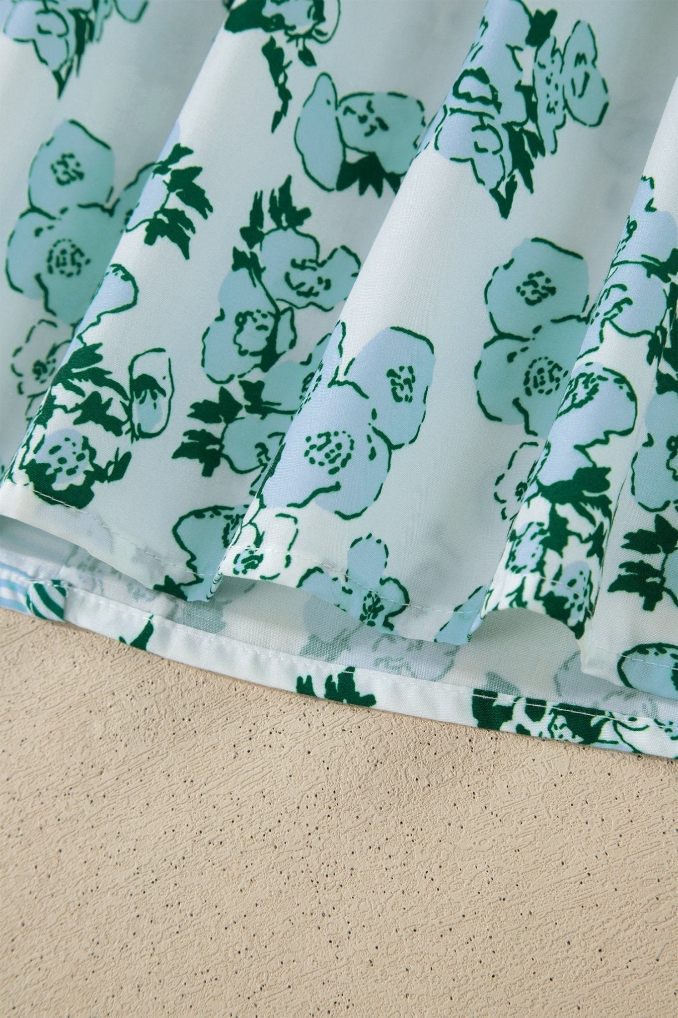 Green Floral Meets Stripes V Neck Flutter Sleeve Blouse - Loving It Shop