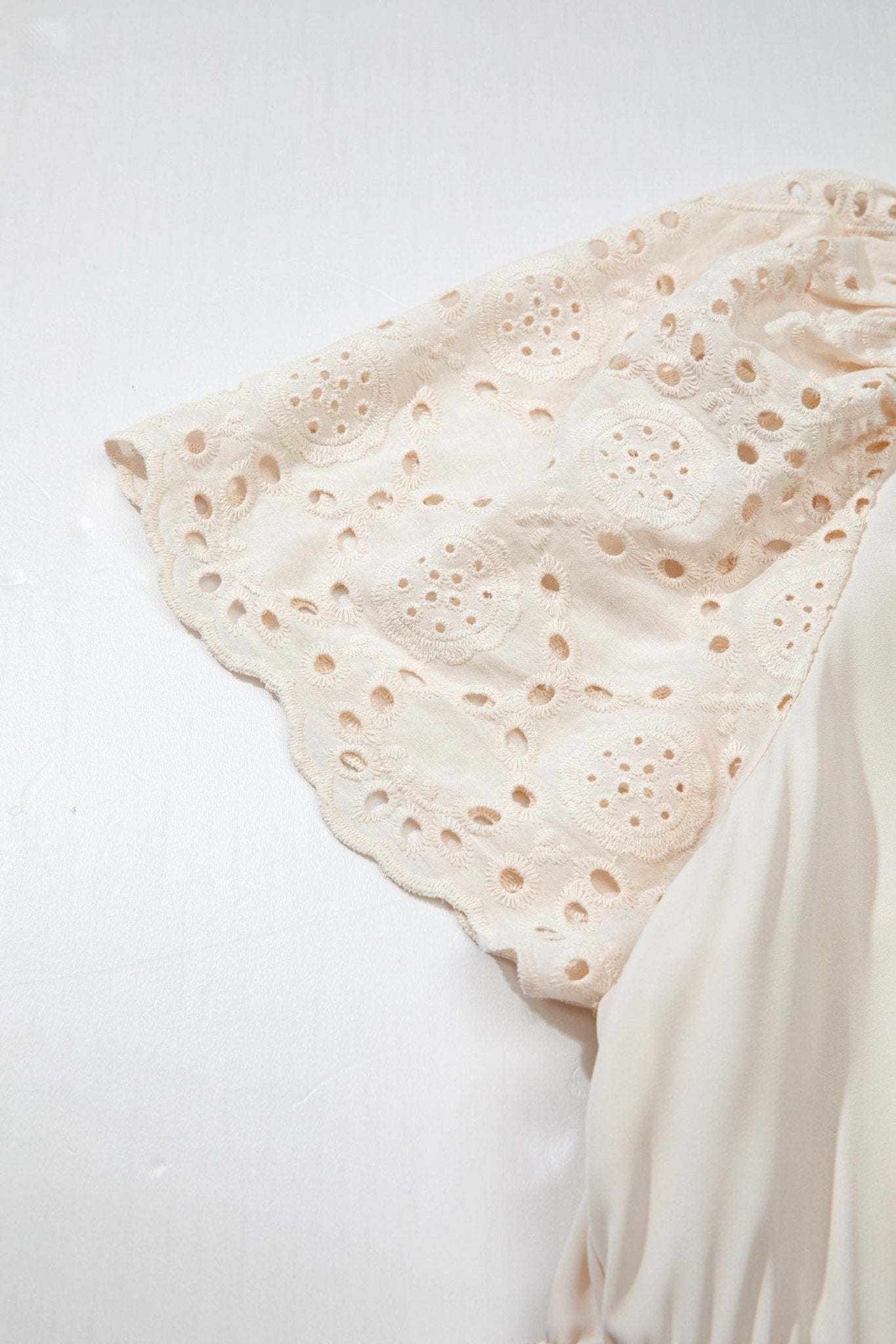 Apricot Plus Size V Neck Lacy Embroidery Patchwork Short Sleeve Maxi Dress - Loving It Shop