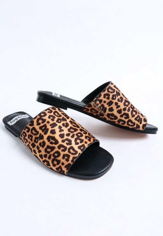 Panthera Leopard Print Slider Flats
