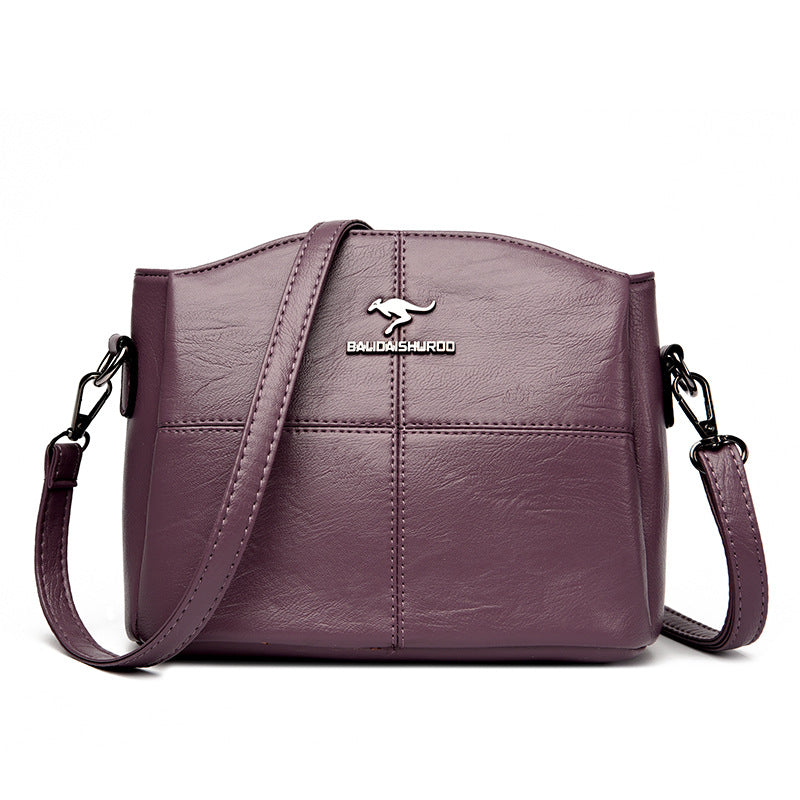 Korean-style Womens Shoulder Soft Leather Versatile Design Large Capacity And Embroidered Crossbody Bag