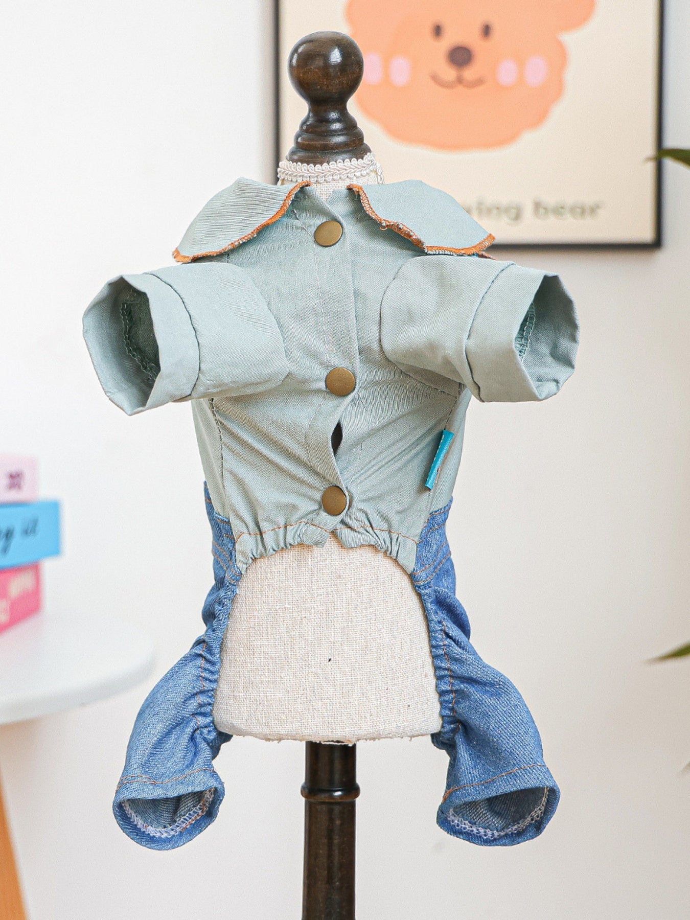 Denim Pet Jumpsuits with Bowknot - Loving It Shop
