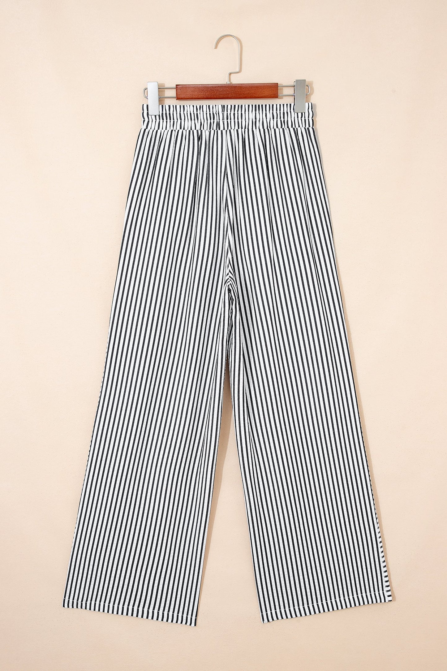 Black Stripe Wide Leg Casual Pants