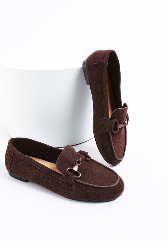 Awen Monochromatic Horsebit Real Suede Loafers - Loving It Shop