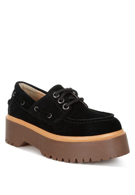 Cuckatoos Chunky Real Suede Leather Oxford Loafers - Loving It Shop