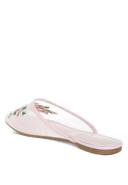 Shara Floral Embroidered Mesh Mules