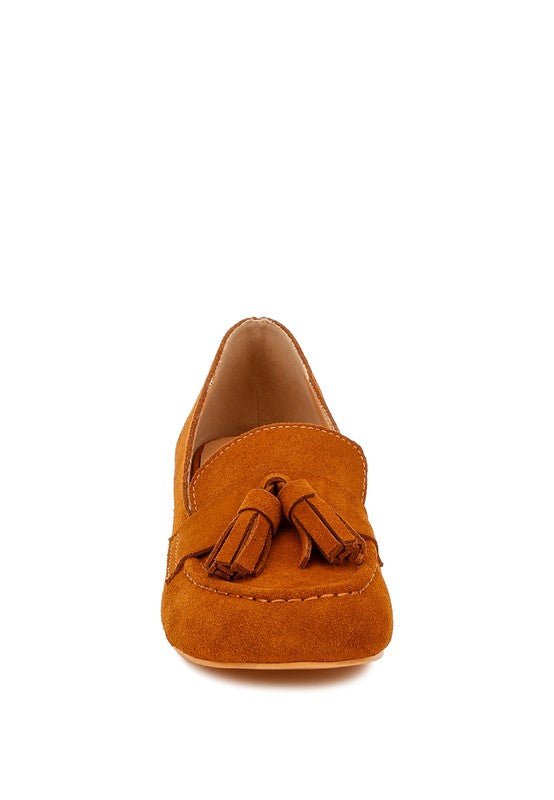 Aloha Tassels Detail Genuine Suede Loafers - Loving It Shop