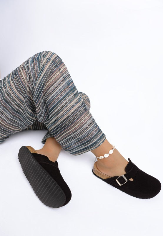 Ratiha Buckle Accent Slip-On Footbed Mules