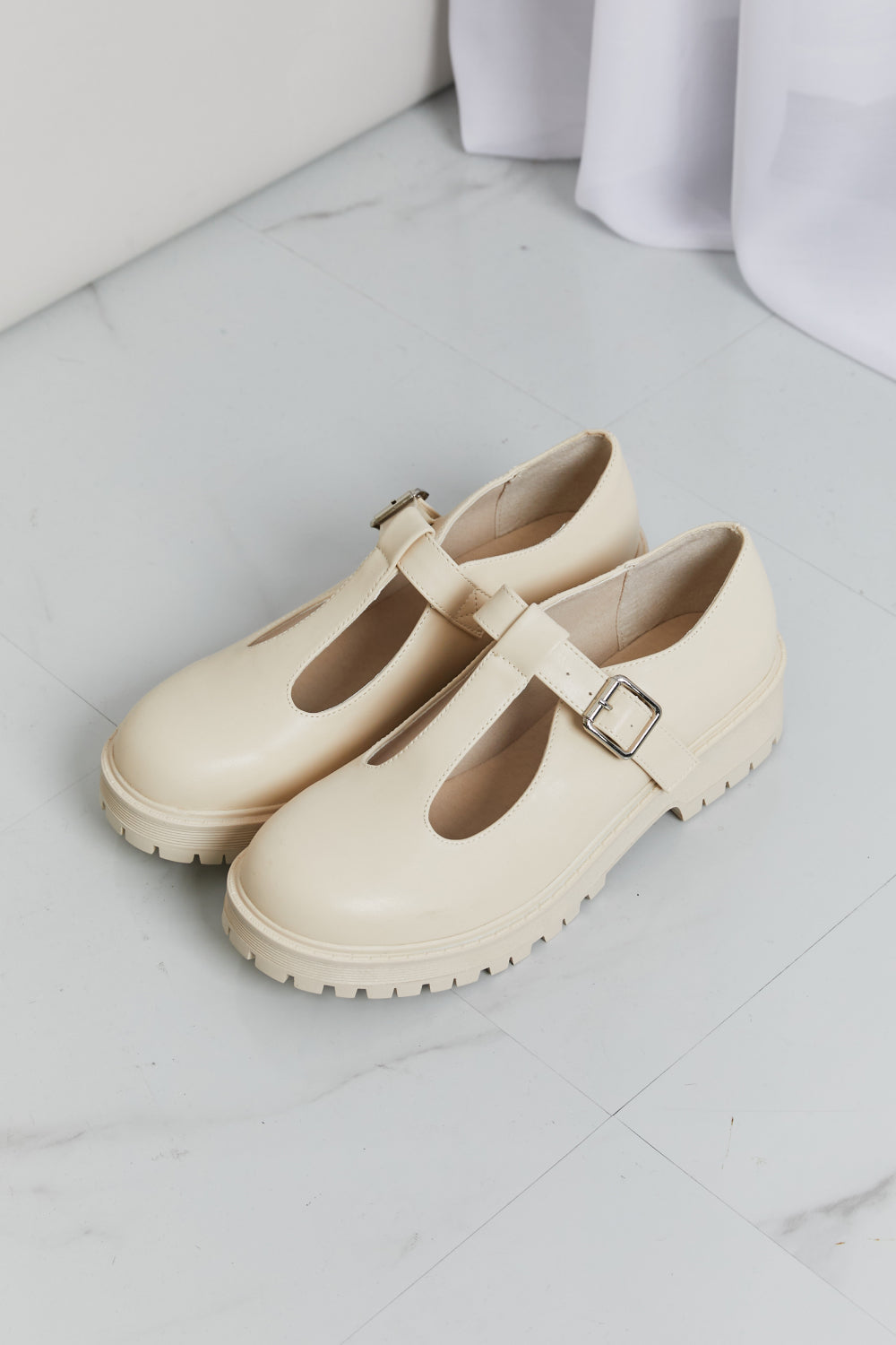Faux Leather Platform Mary Janes