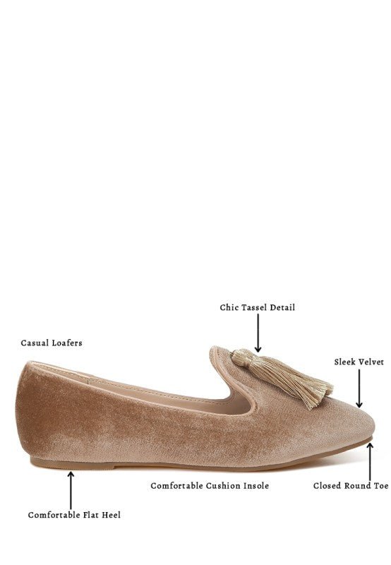 Tromso Iconic Tassel Detail Velvet Loafers - Loving It Shop