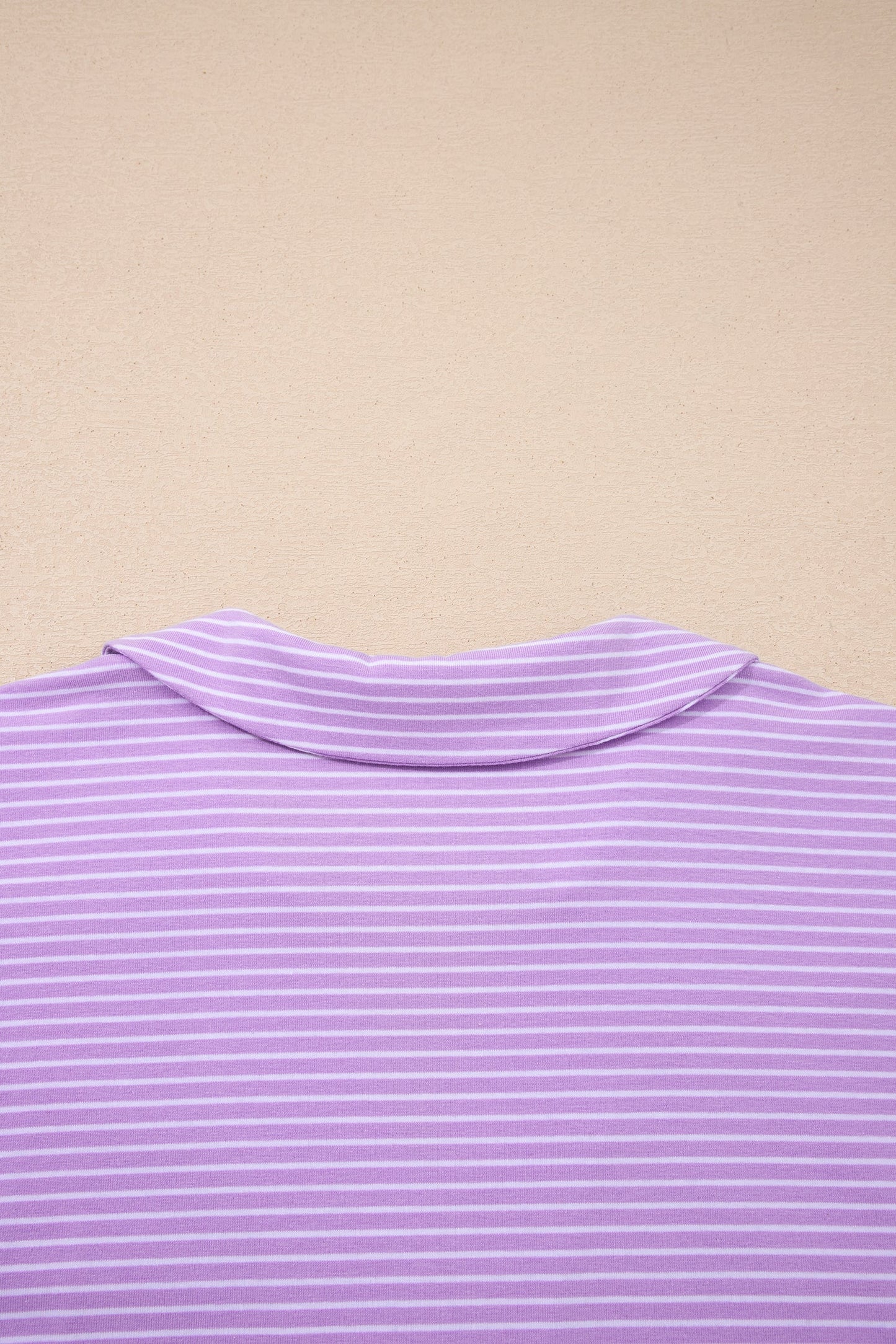 Purple Stripe Dolman Sleeve Polo Shirt and Drawstring Shorts Set