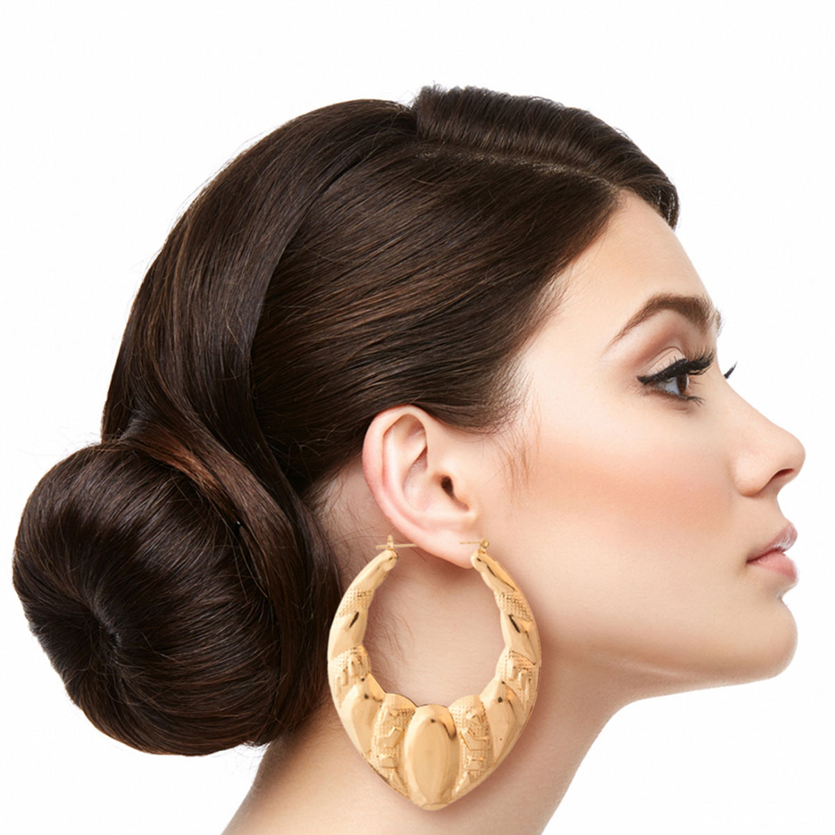 Hoop Earrings Textured Gold Teardrop Stylish Statement Jewelry