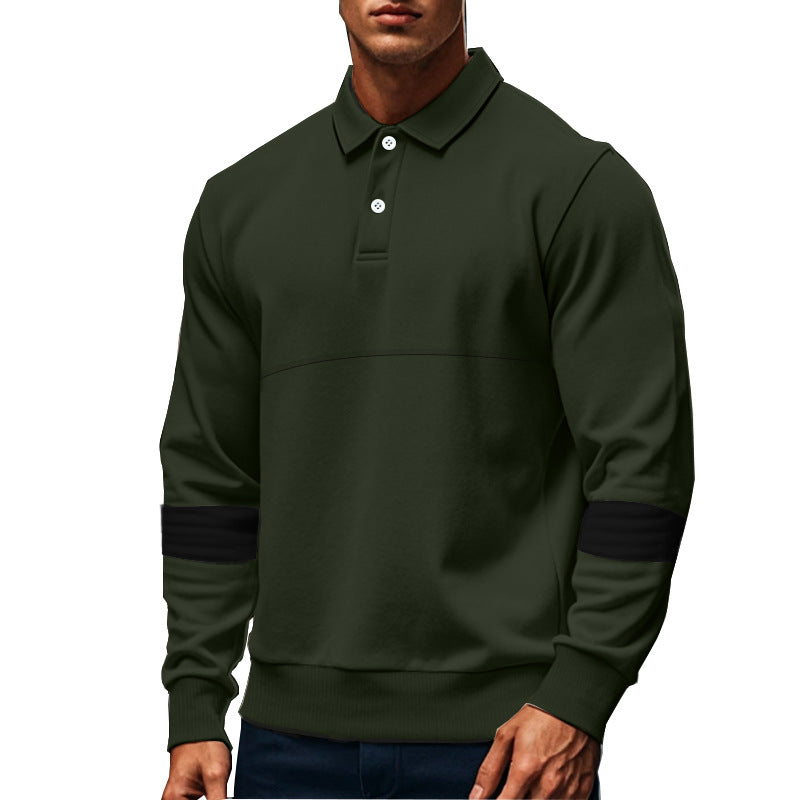 Fashion Long-sleeved Lapel Polo Shirt With Button Men&